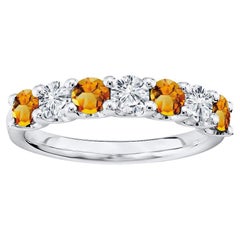 Bracelet en or blanc de 1,75 carat avec 7 pierres, diamants et citrine naturelle