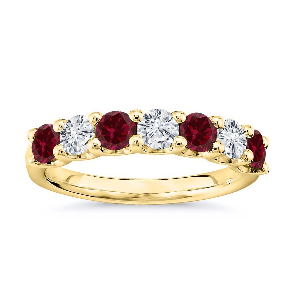 For Sale:  7 Stone Diamond and Natural Ruby Band 1.75 Carat White Gold 2