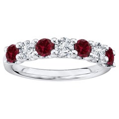 7 Stone Diamond and Natural Ruby Band 1.75 Carat White Gold