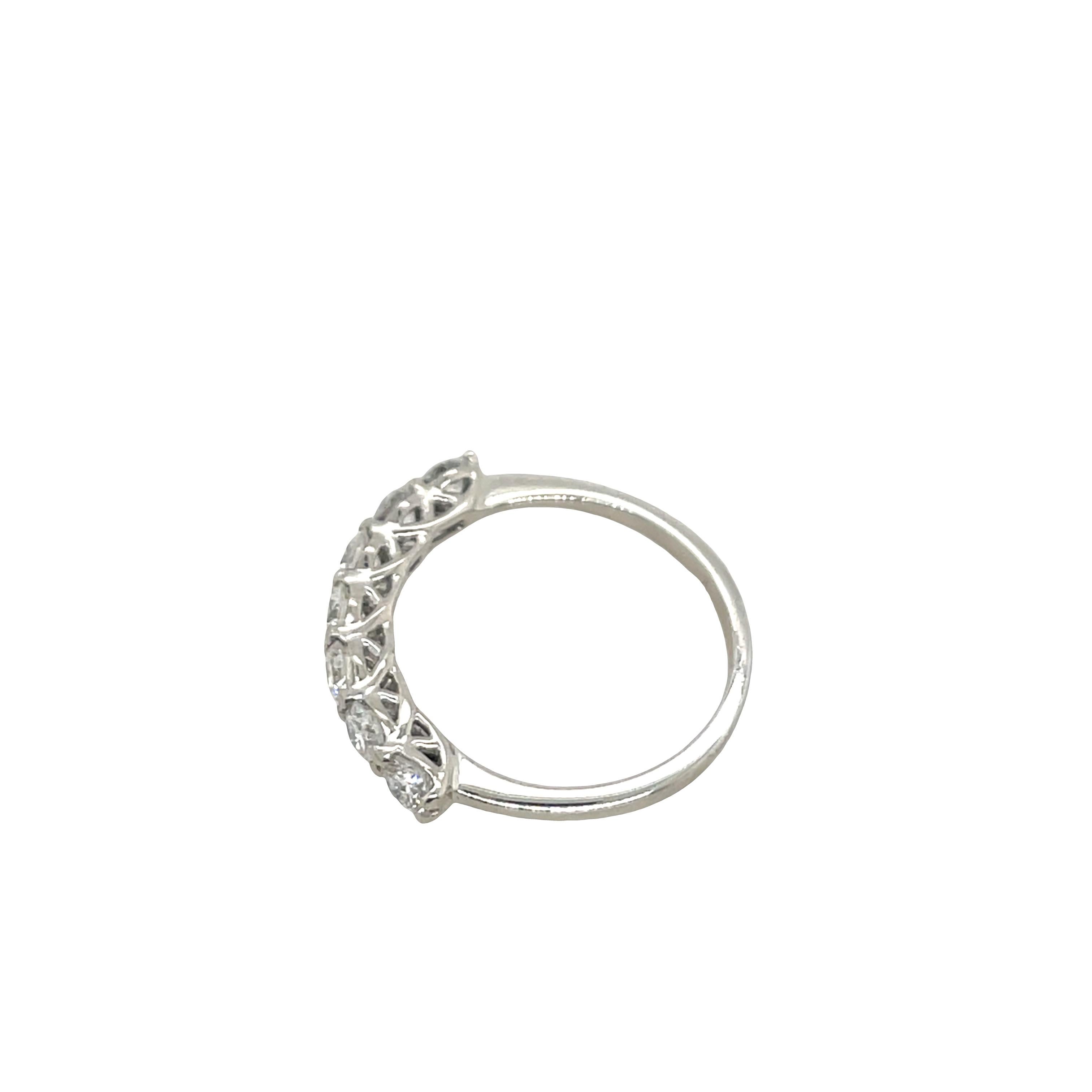 Round Cut 7 Stone Diamond Ring Set With 0.70ct Diamonds in 18ct White Gold For Sale
