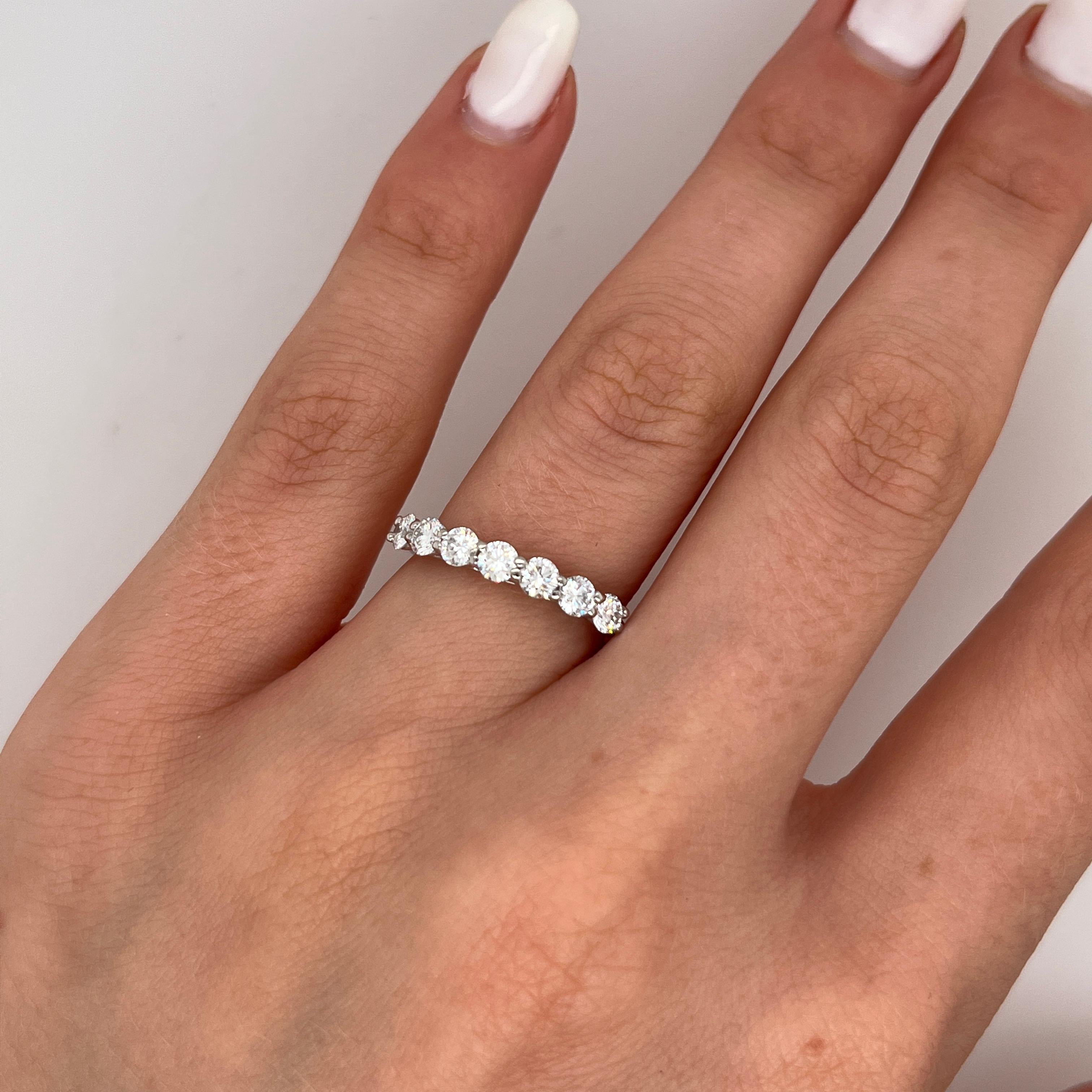 Women's 7 Stone Diamond Ring Set With 0.70ct Diamonds in 18ct White Gold For Sale