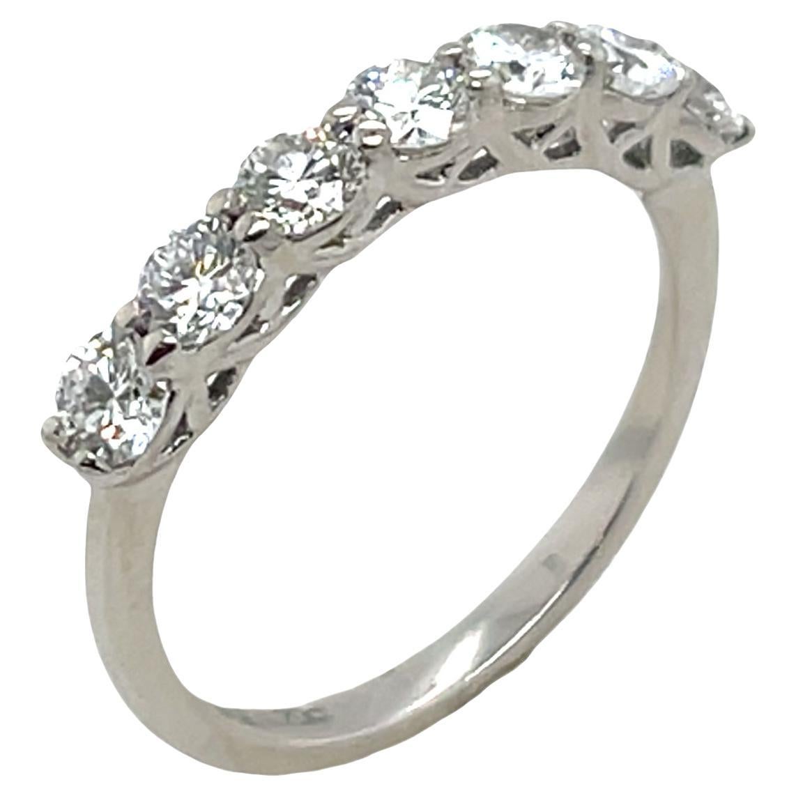 7 Stone Diamond Ring Set With 0.70ct Diamonds in 18ct White Gold For Sale