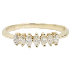 7 Stone Marquise Diamond Ring 0.45 Carat set in 14K Yellow Gold Cocktail Natural