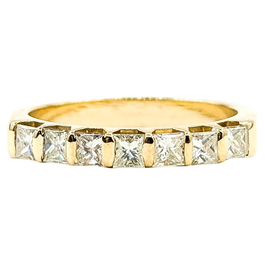 7-Stone Princess Diamond Bridal Ring in 14k yellow gold