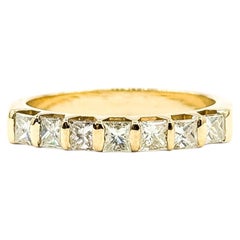 7-steiniger Prinzessinnen-Diamant-Brautring aus 14k Gelbgold