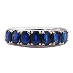 7-Stone Blue Sapphire Ring Band, 1.75 CTW 14 Karat White Gold 7-Stone Blue Sapphire Ring Band, 1.75 CTW 14 Karat White Gold