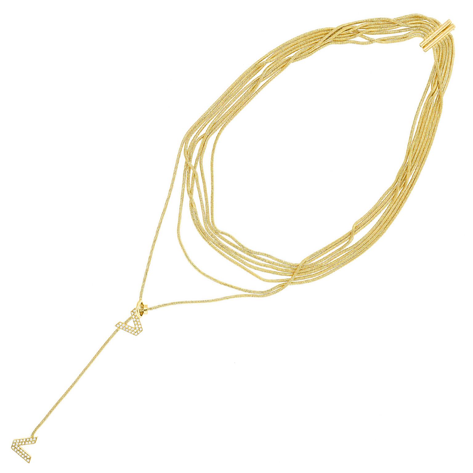 Taglio rotondo Collana a 7 fili in oro di Versace in vendita