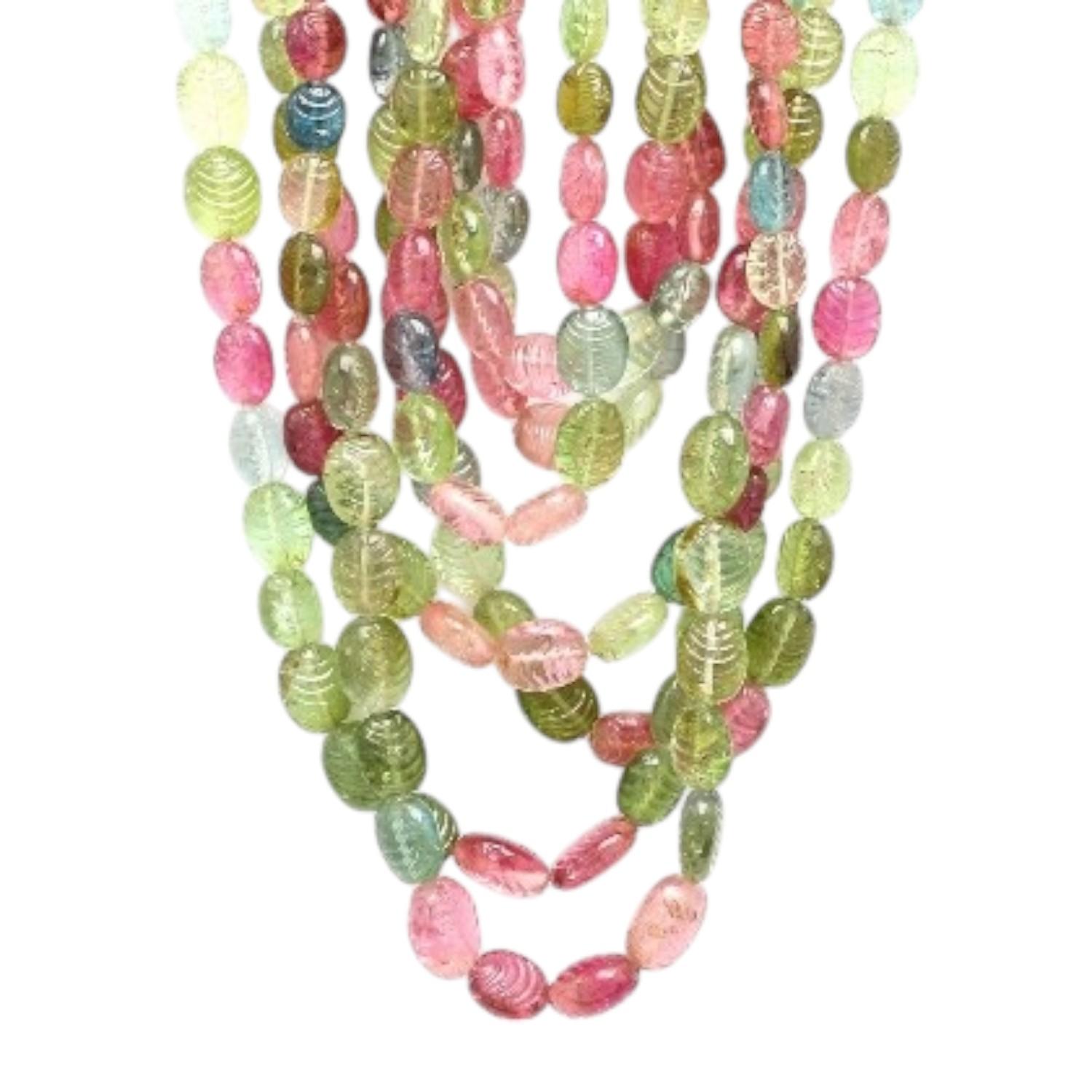 7-Strand Multi-Color Tourmaline Necklace In Excellent Condition For Sale In Scottsdale, AZ