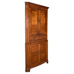 7' Tall Antique Country Manor Corner Cabinet, Scottish Oak, Cupboard, Georgian