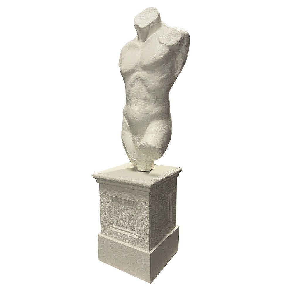 Grec classique Buste d'homme de style Renaissance de 7 pieds de haut Sculpture en faux marbre sur Pedestal en vente