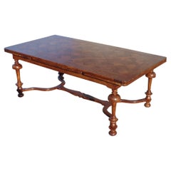 Custom 7' to 11' English Style Extendable Dining Table with 2 Retractable Leaves