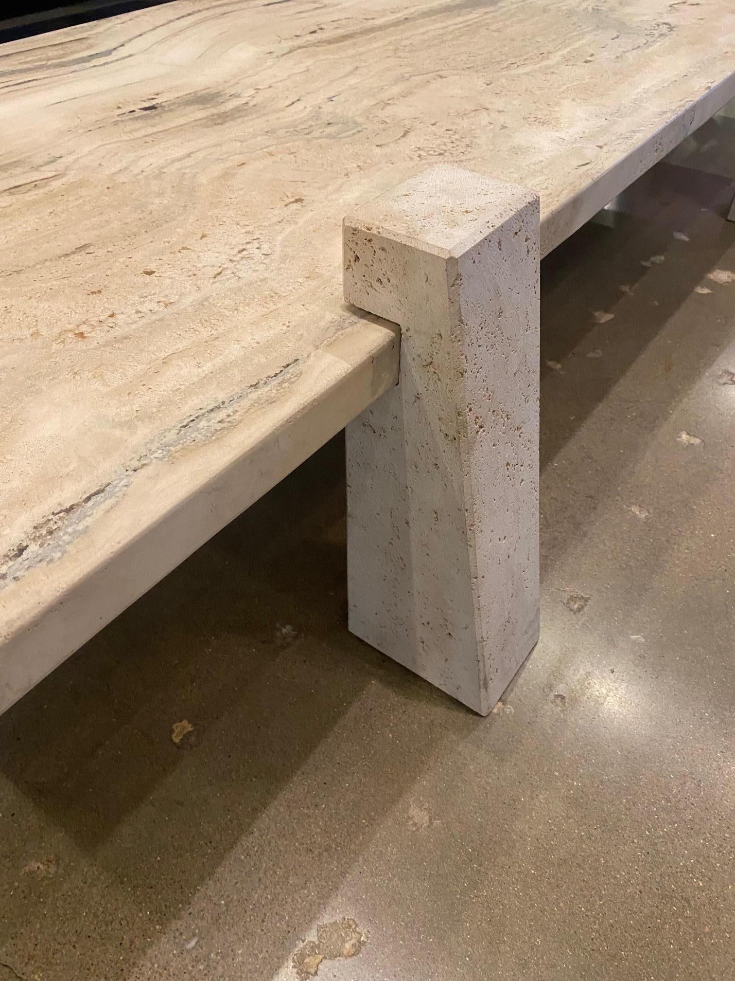 7' Travertine Slab Cocktail Table, Italy, 1970's 9