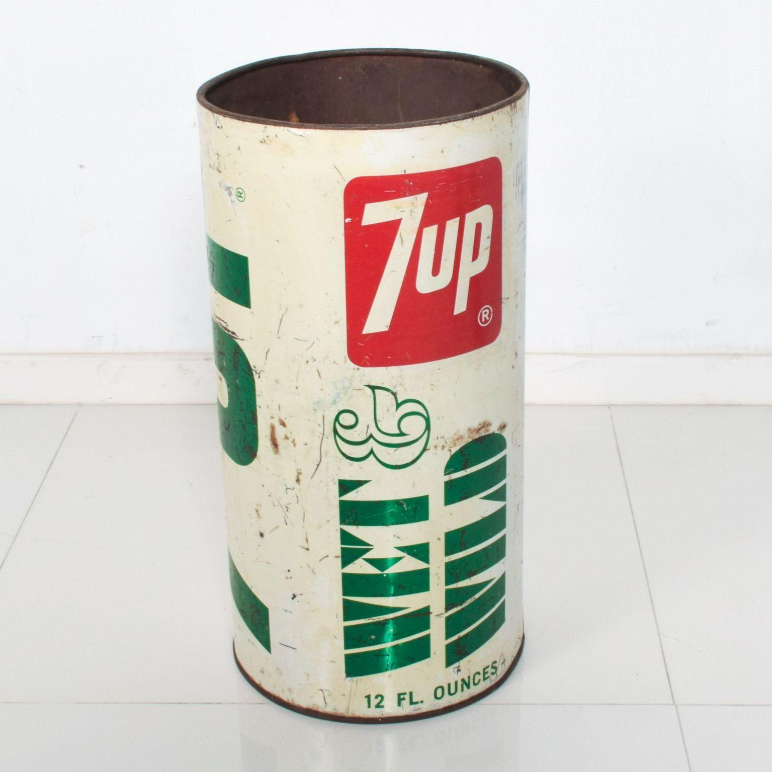 Mid-Century Modern 7-Up Wet & Wild Trash Can Pop Art Soda Can Metal Garbage