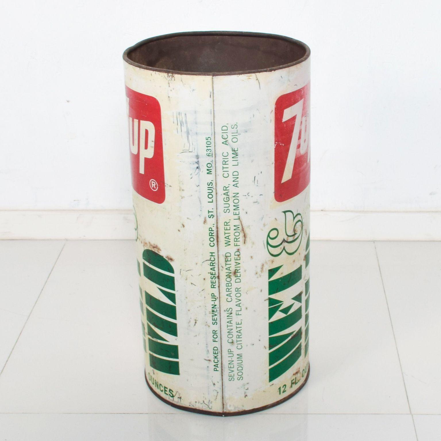 American 7-Up Wet & Wild Trash Can Pop Art Soda Can Metal Garbage