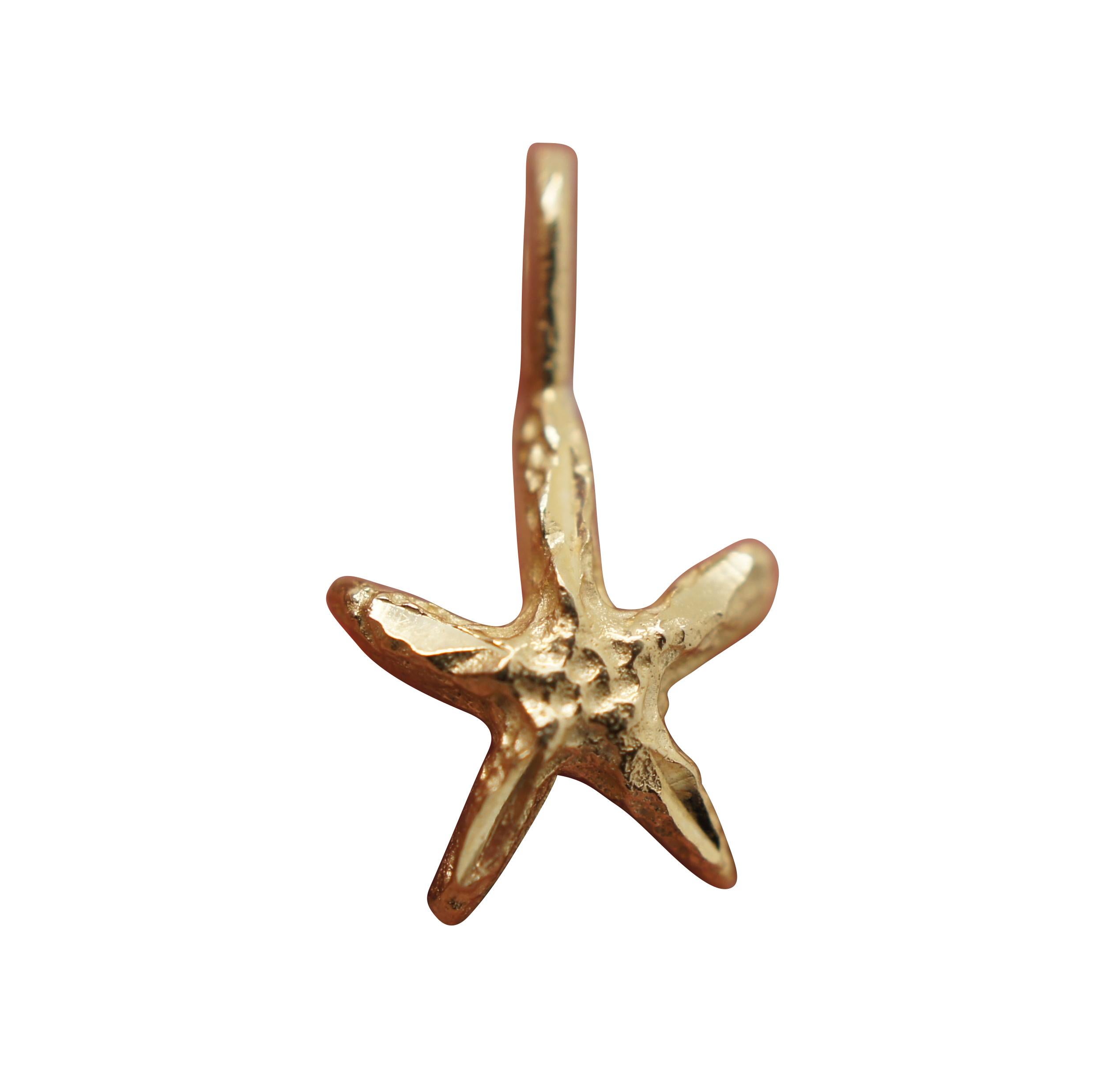 Lot of seven 14K yellow gold charms including a script letter P, puffy heart, gnarled pine tree or tree of life, snowflake, starfish, coral branch holding a pearl, and coral star set with a pearl.

Largest - 0.625” x 0.875” (Length x Width) /