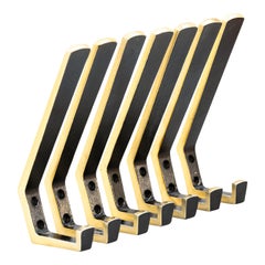 7 Vintage Aluminium 'Painted' Wall Hooks, Vienna, Around 1960s