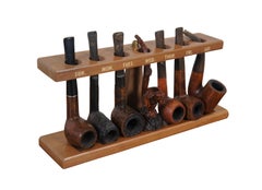 7 Vintage Briar Tobacco Pipes & Weekly Smoking Rack Stand Sasieni Lindbergh