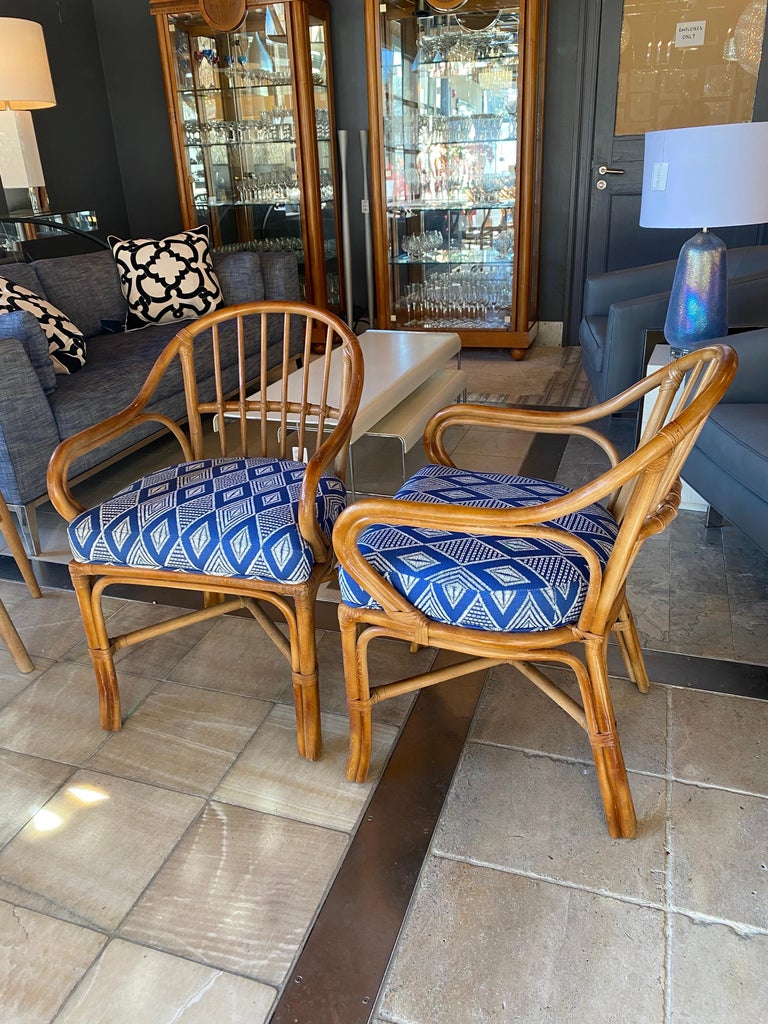 7 Vintage Coastal Rattan Dining Chairs For Sale at 1stDibs