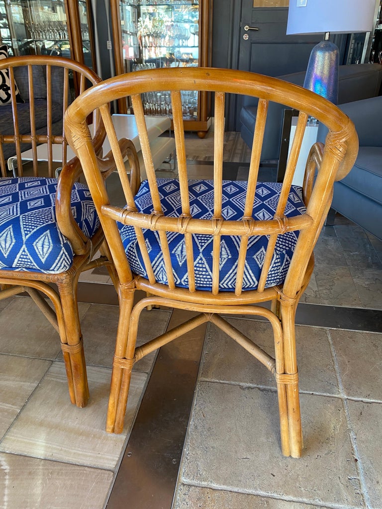 7 Vintage Coastal Rattan Dining Chairs For Sale at 1stDibs