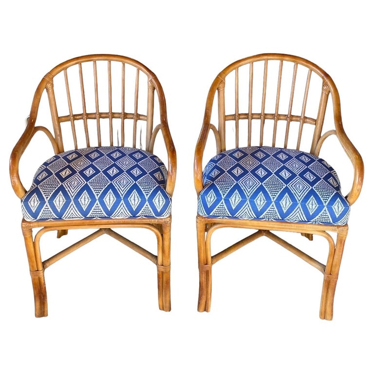 7 Vintage Coastal Rattan Dining Chairs For Sale at 1stDibs