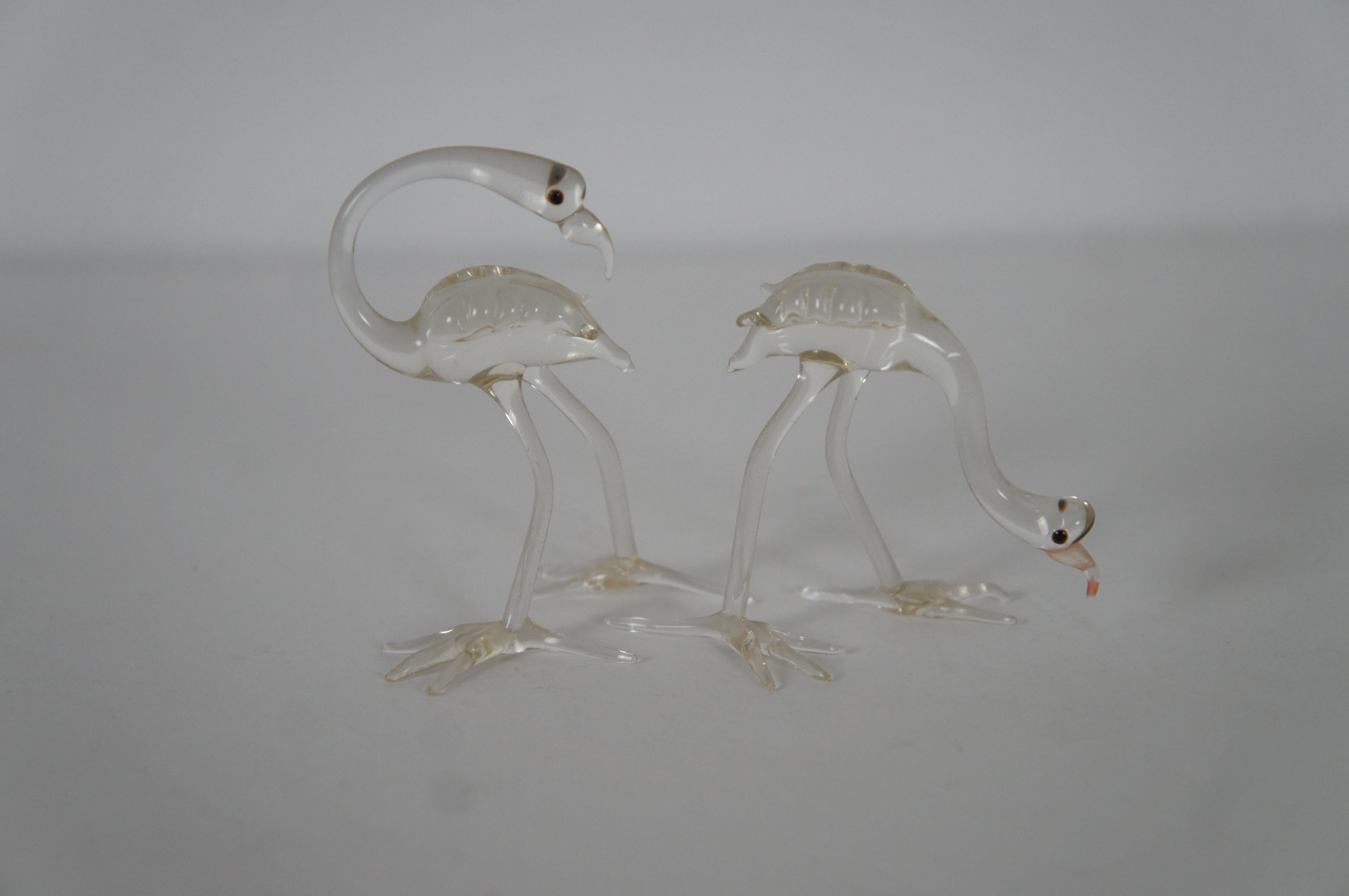 7 Vintage Hand Blown Clear Art Glass Animals Birds Howling Wolf Dog 1 to 4.5