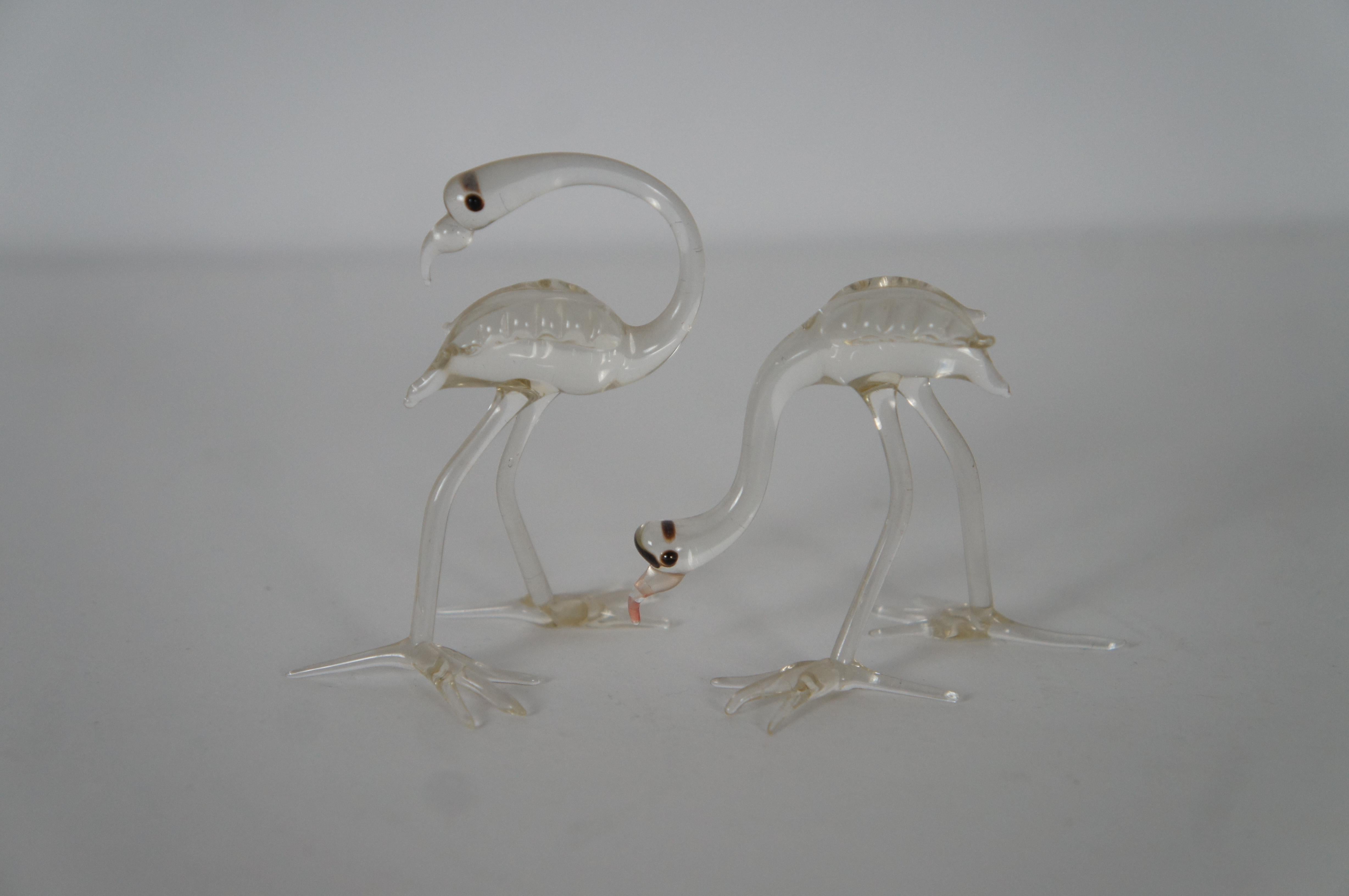 7 Vintage Hand Blown Clear Art Glass Animals Birds Howling Wolf Dog 1 to 4.5