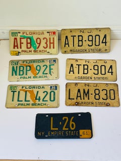 7 Vintage License Plates NY, NJ, FL States