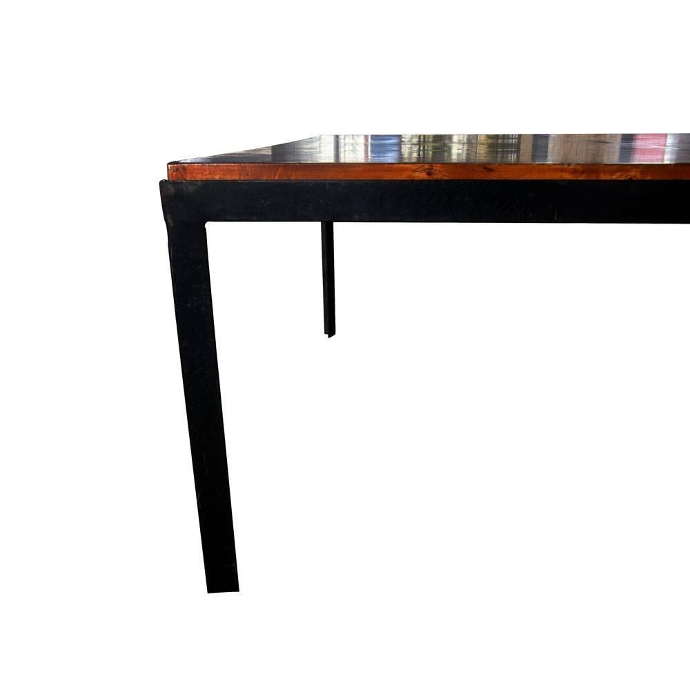 Table basse vintage du milieu du siècle, style Knoll, avec plateau en bois d'ébène Bon état - En vente à Pasadena, TX