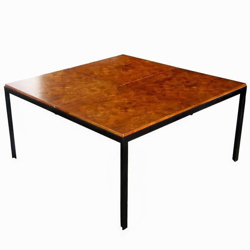 Vintage Midcentury Knoll Style Burled Top Coffee Table For Sale