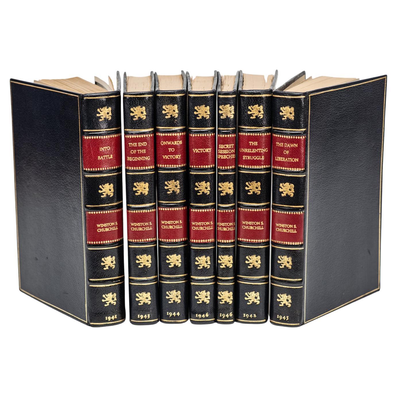 7 Vol. Winston Churchill, War Speeches. First Edition. Signed by Churchill