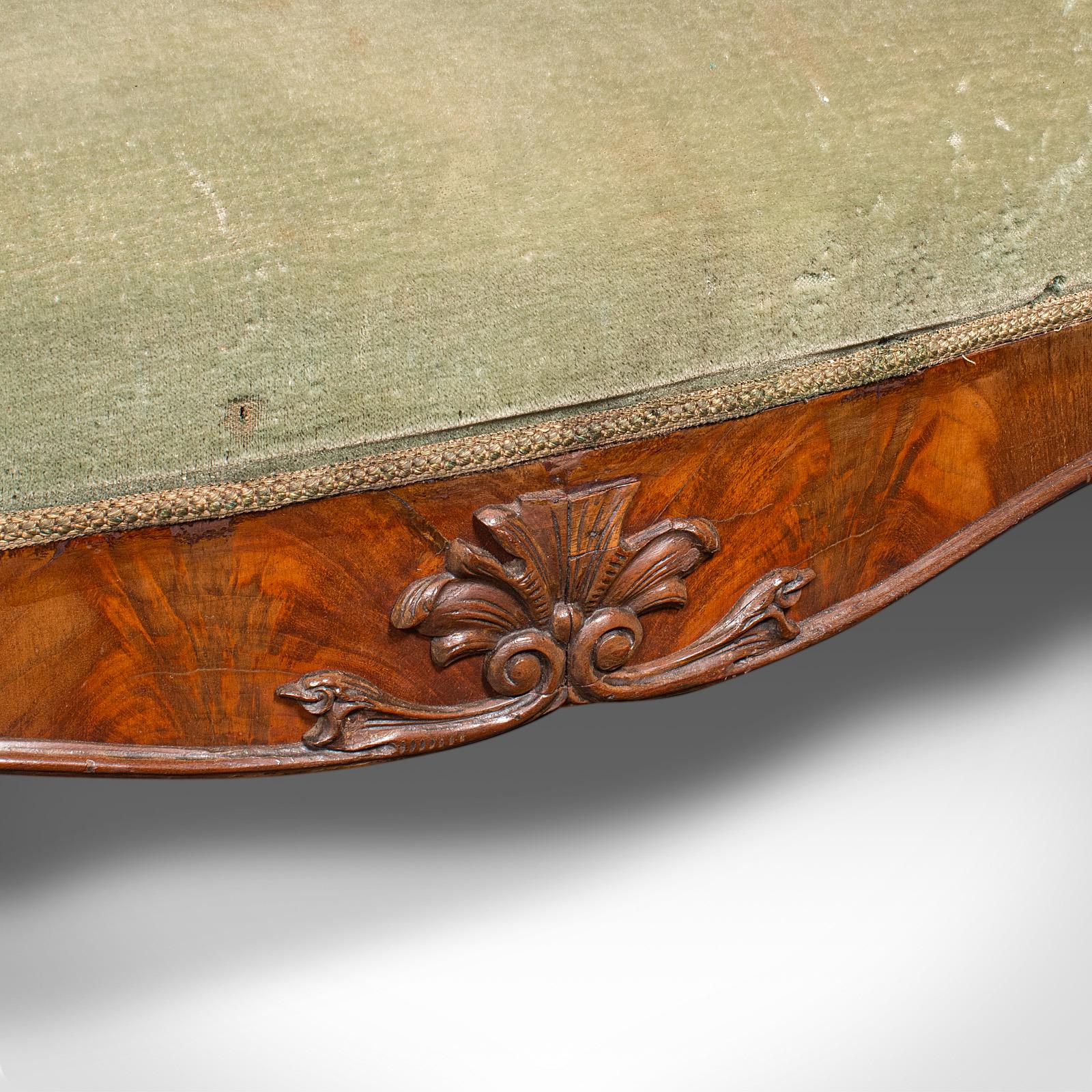 7' Wide Antique Country House Sofa, English, Walnut, Button Back Settee, Regency en vente 5