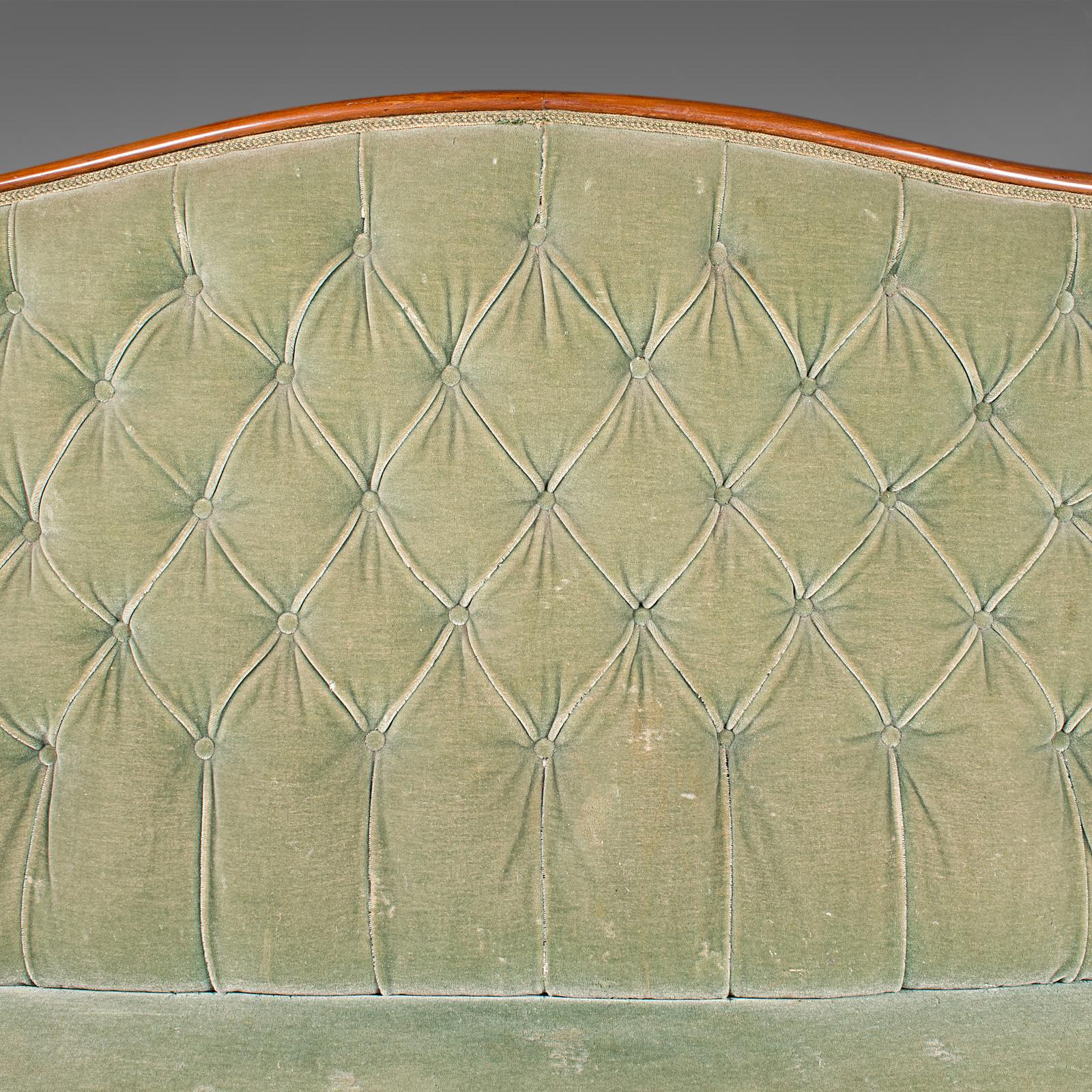 7' Wide Antique Country House Sofa, English, Walnut, Button Back Settee, Regency en vente 2