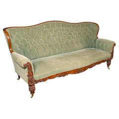 Divano antico English Country Antiques, inglese, noce, divano con schienale a bottoni, Reggenza