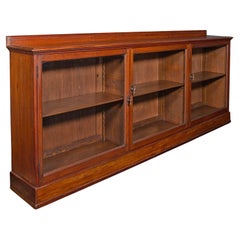 Librería de museo antigua de 7' de ancho, armario de biblioteca acristalado, época victoriana temprana, c.1840