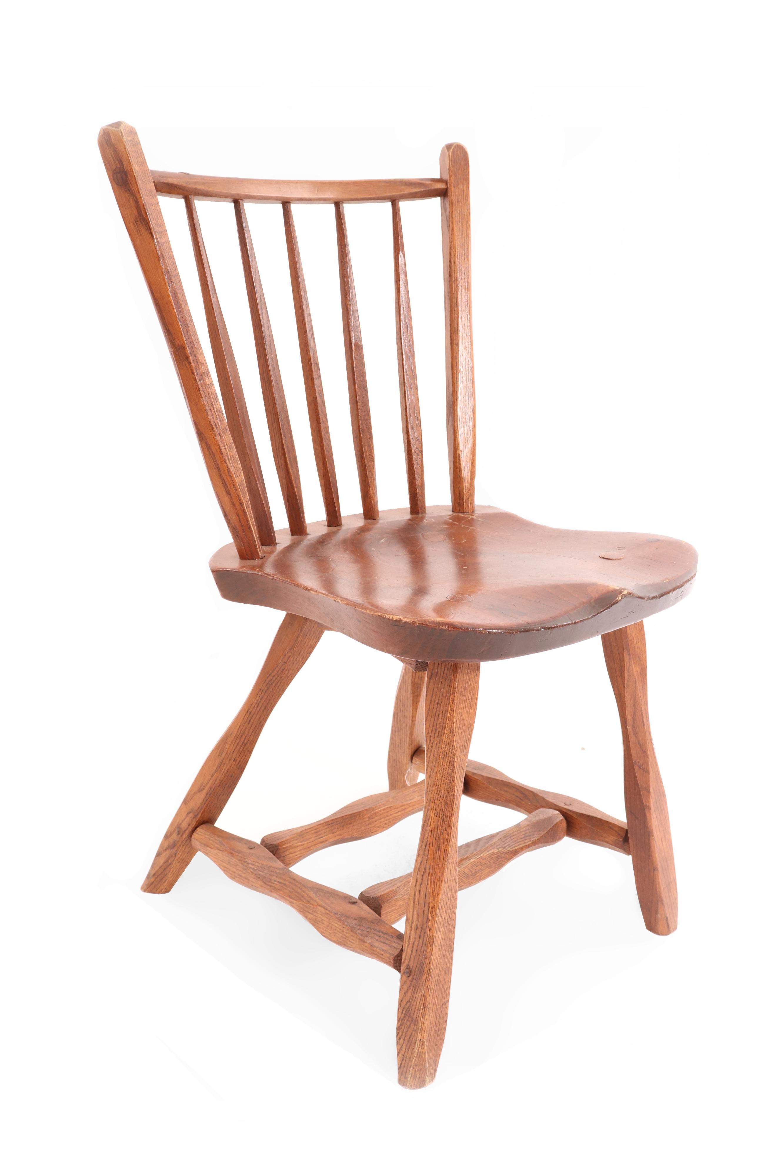 7 American Country wooden Windsor-style dining / side chairs with spindle back and a stretch base (HUNT COUNTRY FURNITURE label) (priced each).
     