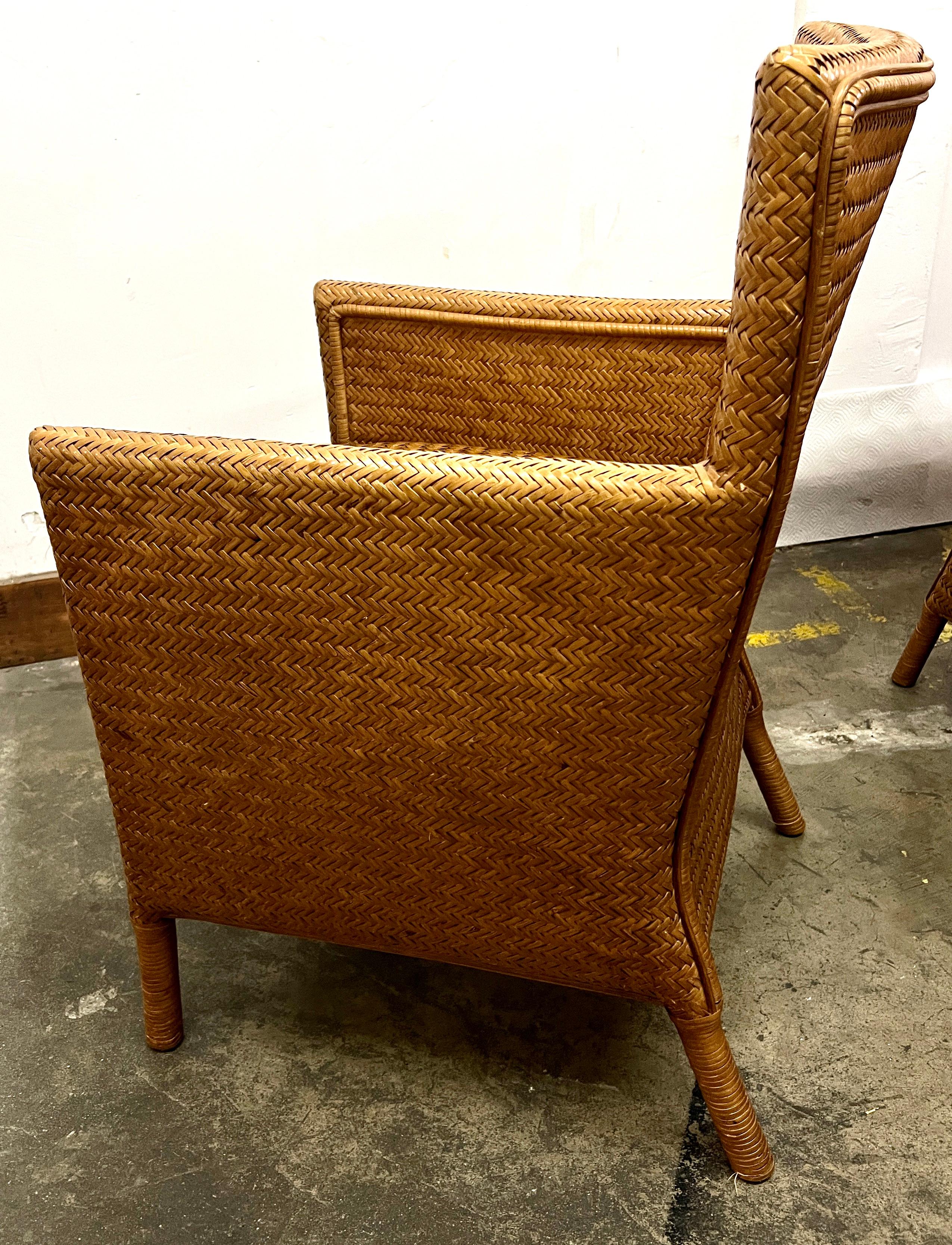 7 Fauteuils en rotin tressé dans le style de Ralph Lauren en vente 2