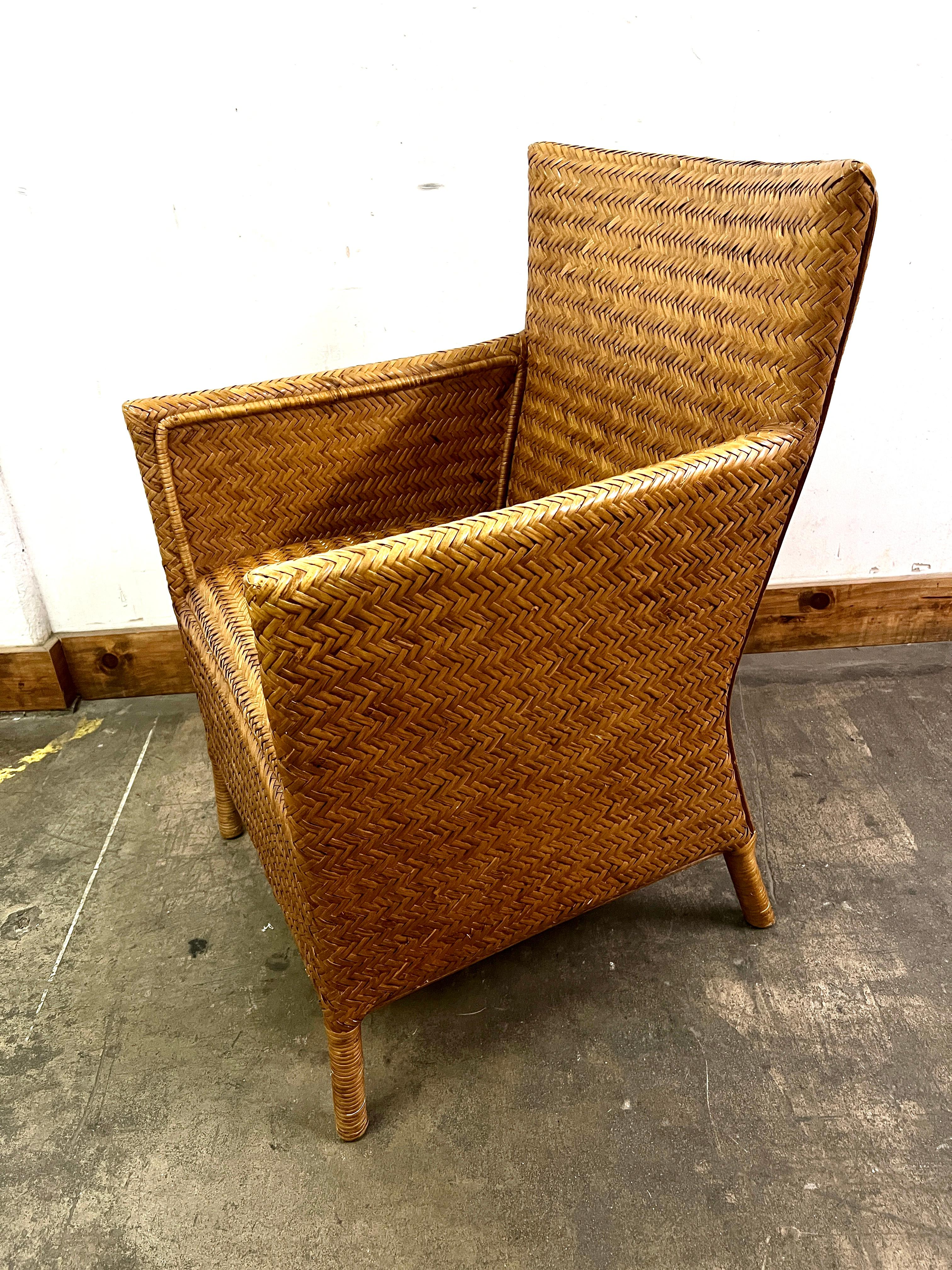 7 Fauteuils en rotin tressé dans le style de Ralph Lauren Bon état - En vente à Los Angeles, CA