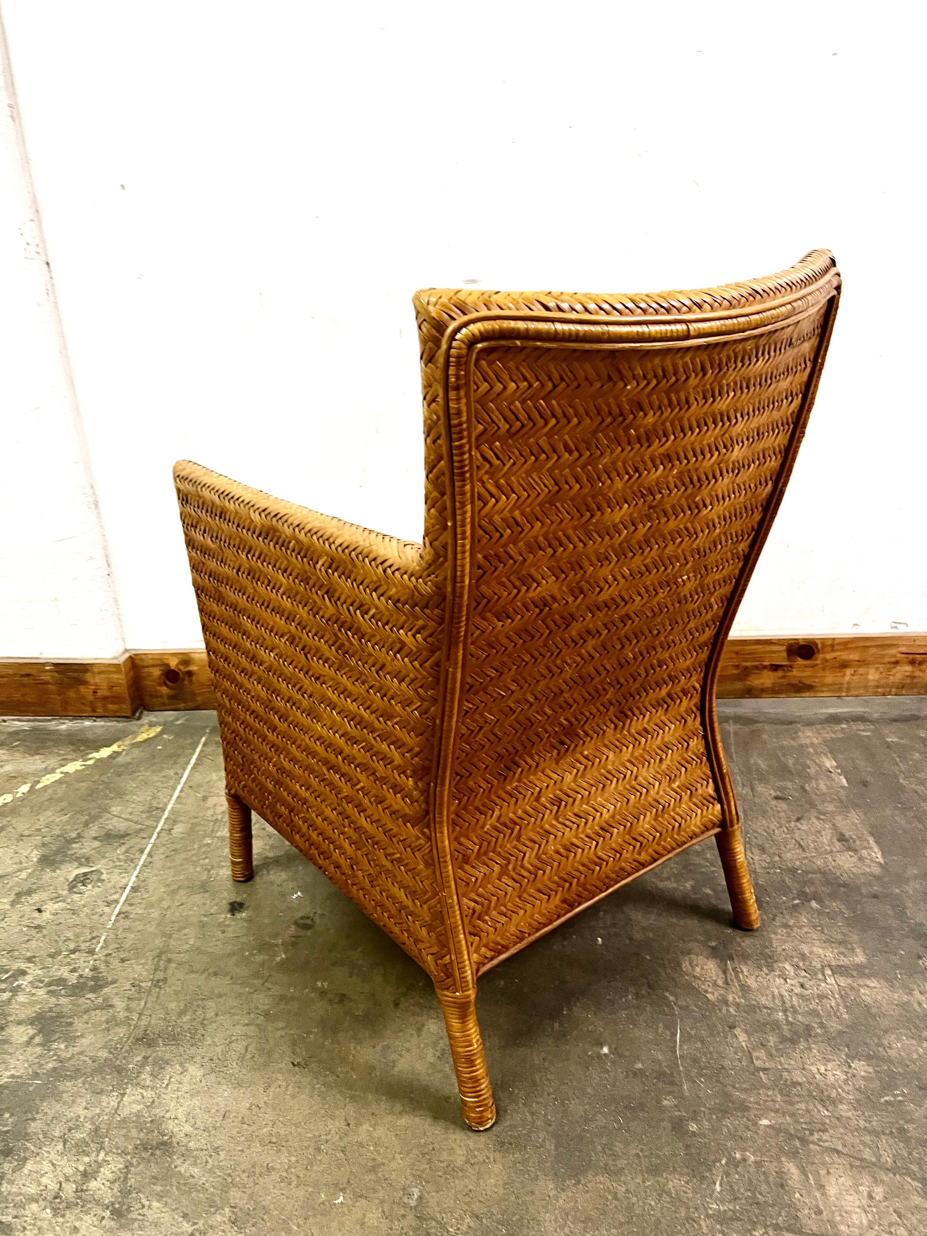 20ième siècle 7 Fauteuils en rotin tressé dans le style de Ralph Lauren en vente