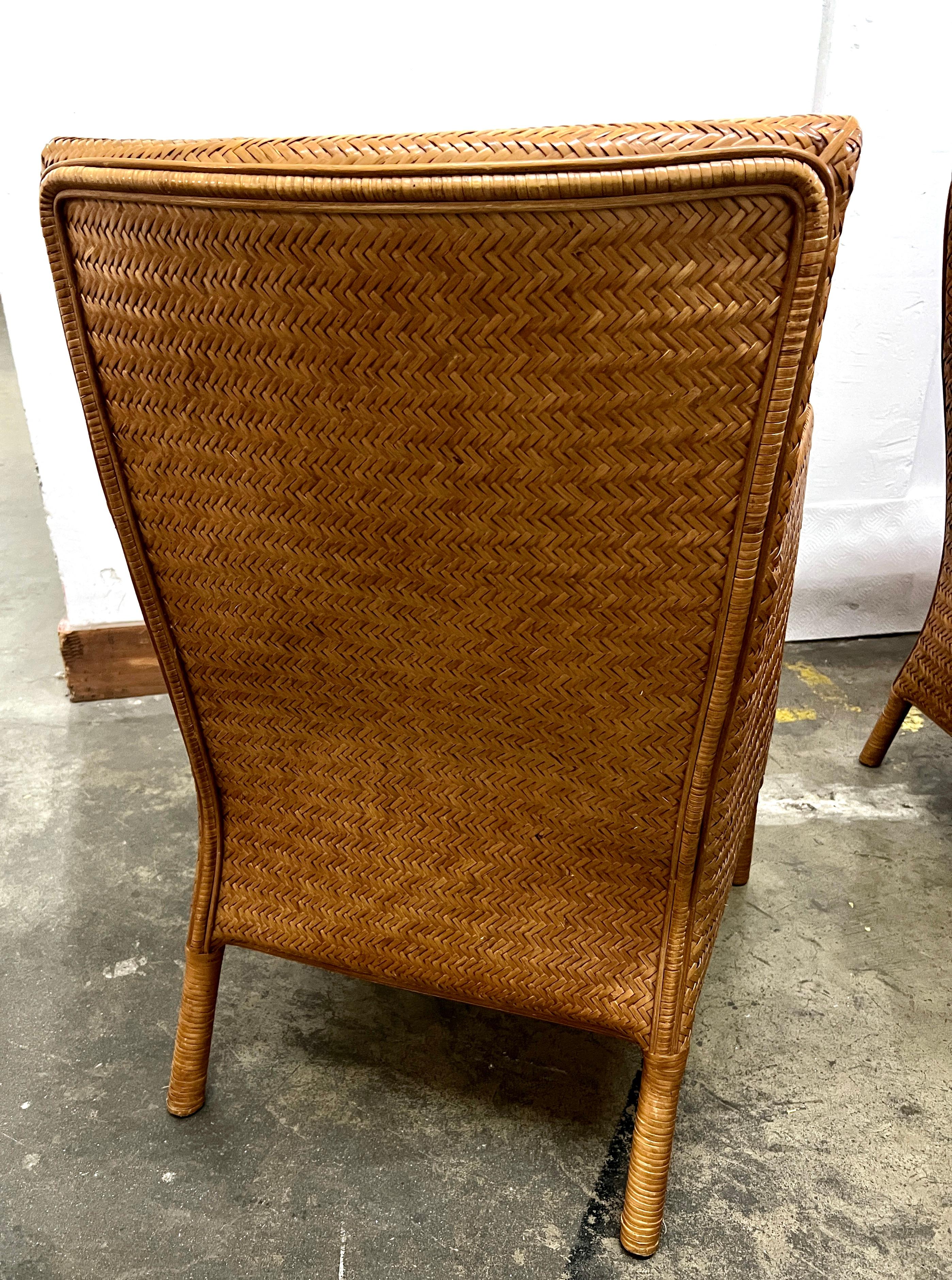 7 Fauteuils en rotin tressé dans le style de Ralph Lauren en vente 1