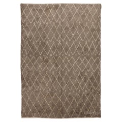 Contemporary Moroccan Wool Rug in Natural Latte and Ivory Colors