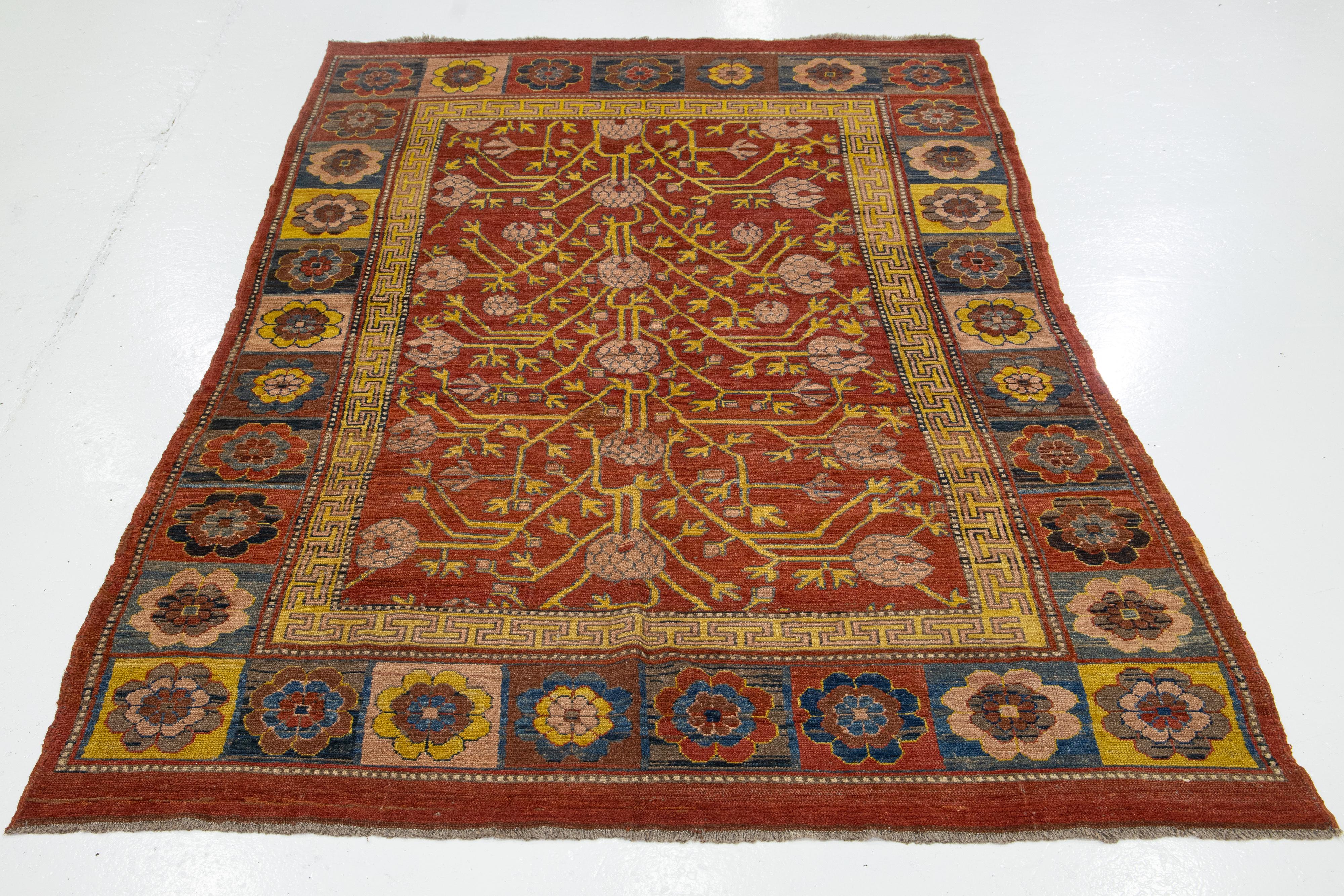 Bakshaish Tappeto in lana Kohtan rosso 7 x 11 fatto a mano in stile vintage in vendita