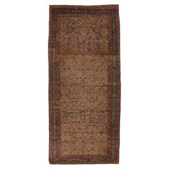 Alfombra de lana persa antigua Bakshaeish de 7 x 15 en marrón con diseño floral integral