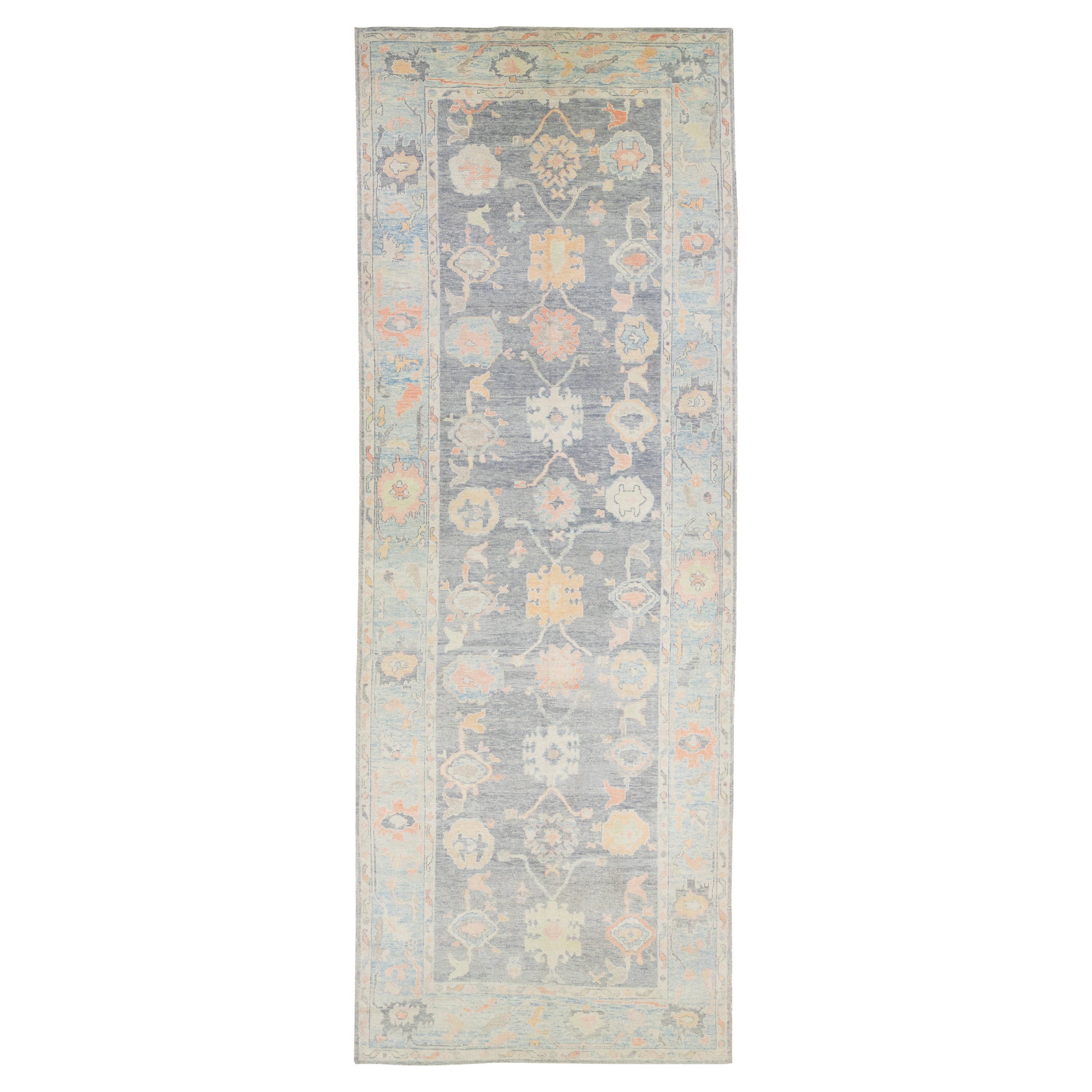 7 x 20 Oversized Modern Wool Rug Turkish Oushak In Light Gray