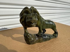 7" x 9" Jade Carved Lion Sculpture