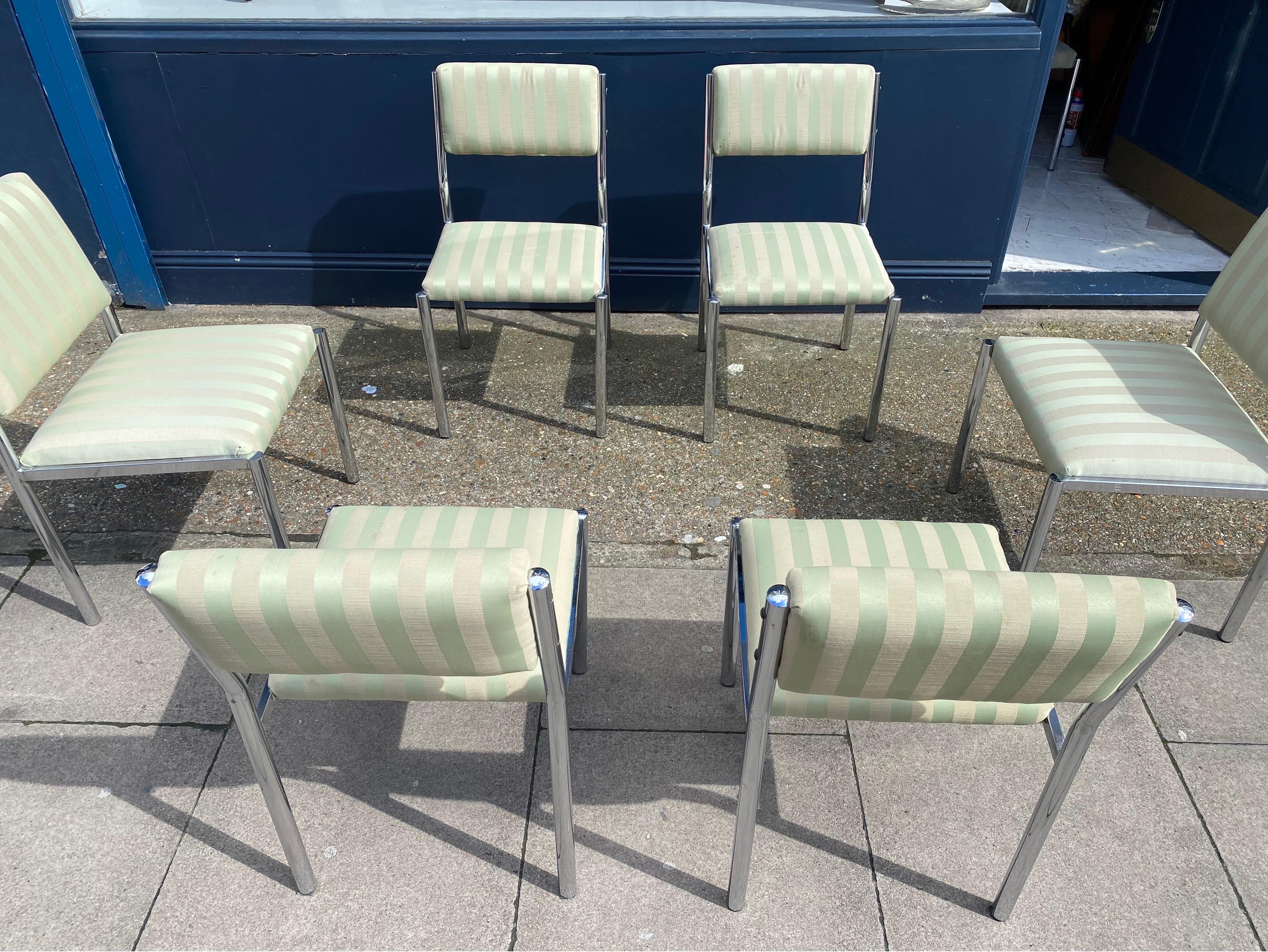 7 x Chrome Dining Chairs 1970s Hollywood Regency Modernist Vintage Table Italian For Sale 2