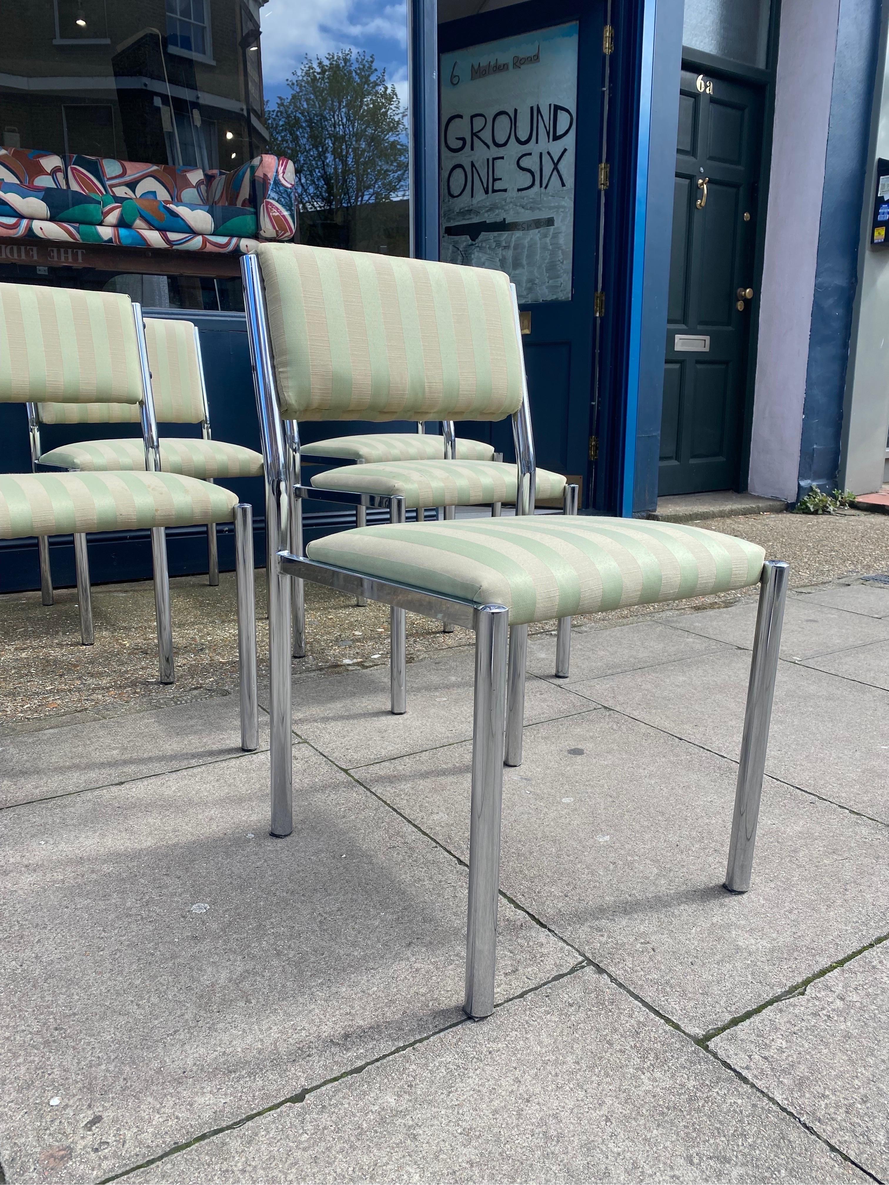 4 x Chrome Dining Chairs 1970s Hollywood Regency Modernist Vintage Table Italian 5