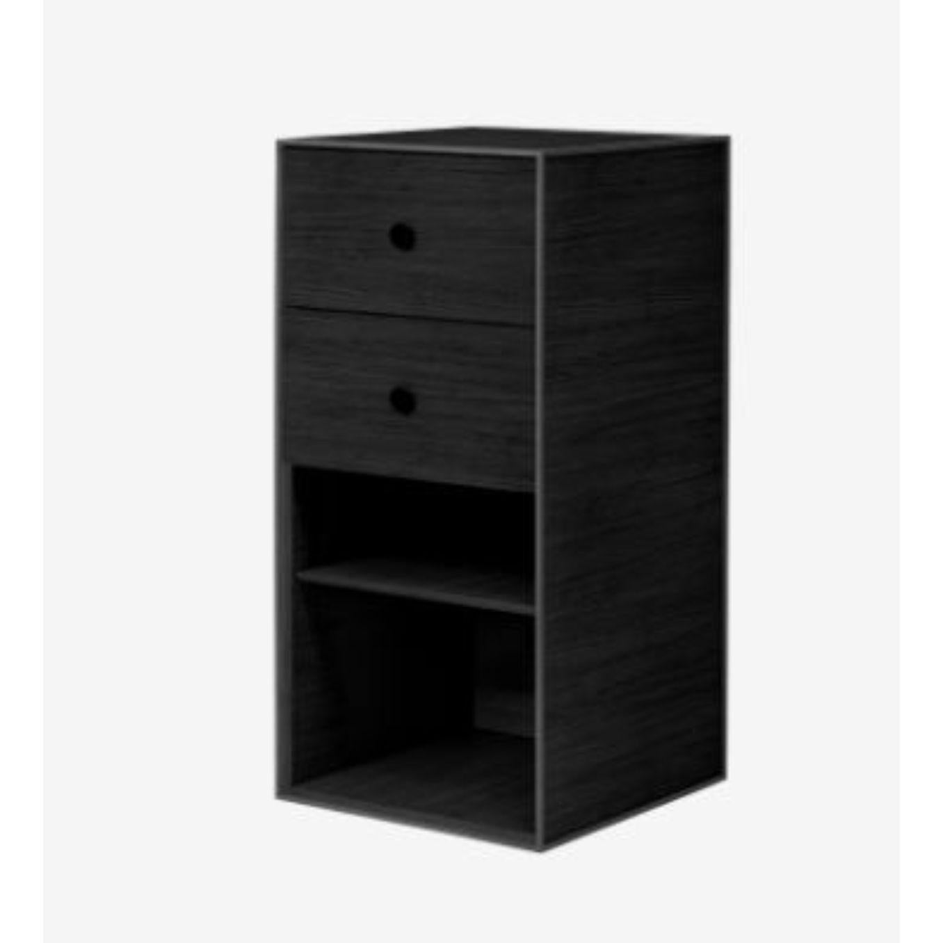 70 black ash frame box with shelf / 2 drawers by Lassen
Dimensions: D 35 x W 35 x H 70 cm 
Materials: Finér, melamin, melamin, melamine, metal, veneer, ash
Also available in different colors and dimensions. 
Weight: 13 kg


By Lassen is a