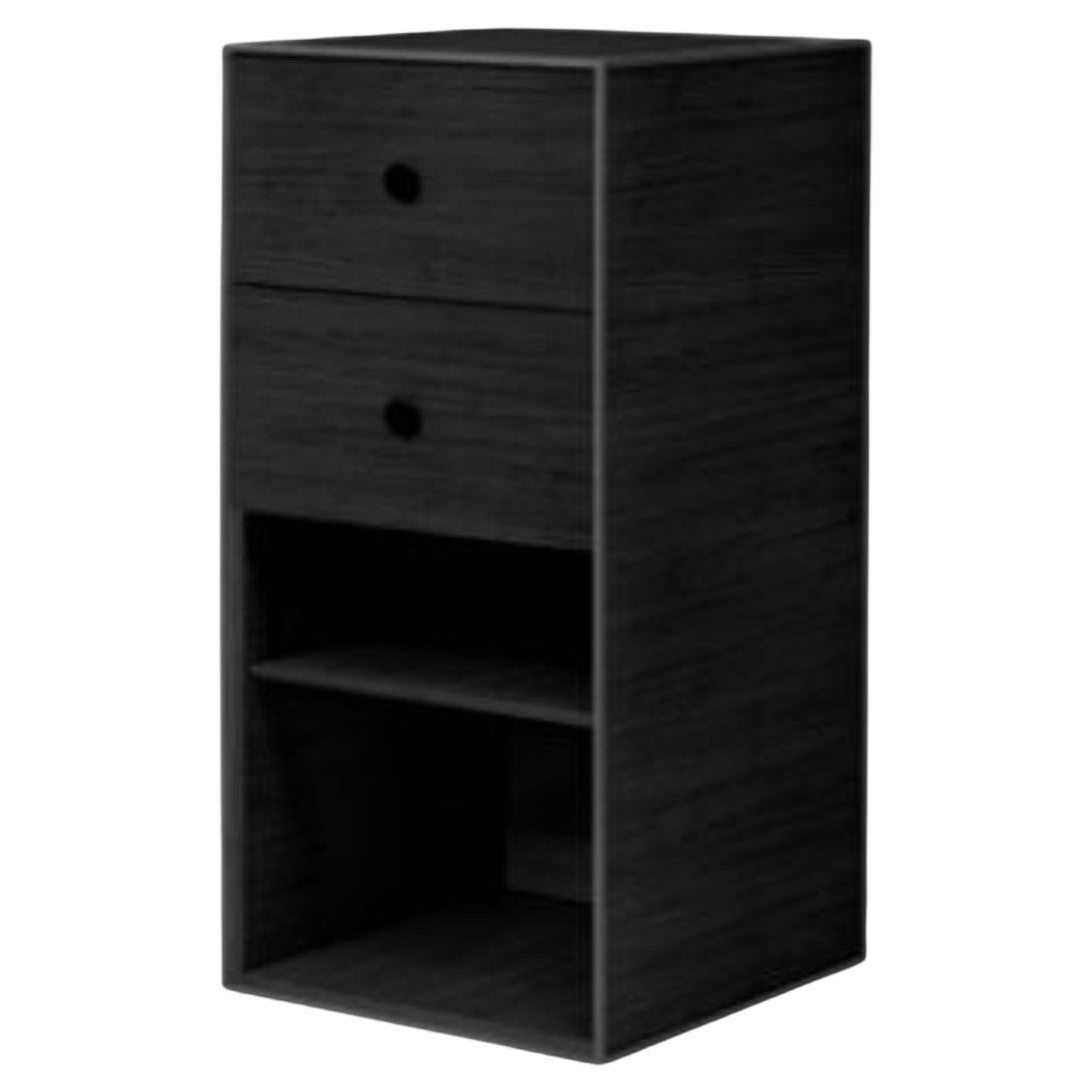 70 Black Ash Frame Box with Shelf / 2 Drawers by Lassen