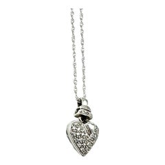 .70 Carat 14Kt White Gold Pave Puffed Diamond Heart 1/2" Pendant