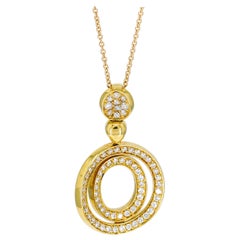 .70 Carat 18 Karat Yellow Gold Diamond Round Drop Pendant Necklace